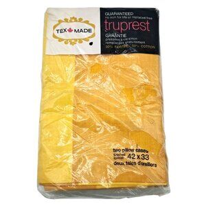 Vintage Tex-Made TruPrest Pillowcases 42x33 Yellow Gold 50% Fortrel 50% Cotton M